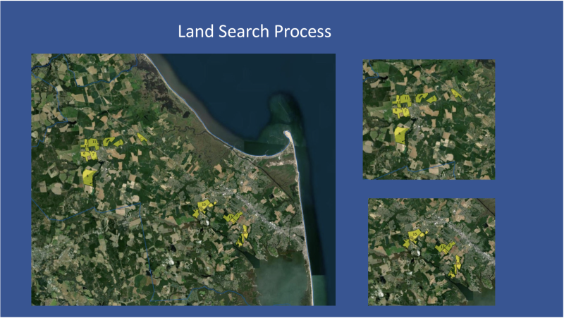 The district launched an extensive search process for land several years ago, Director of Operations Jason Hale said, and sent 16 letters to large area landowners highlighted in yellow. Only one responded, he said, which is the property officials are planning for today, at Plantation and Cedar Grove roads.